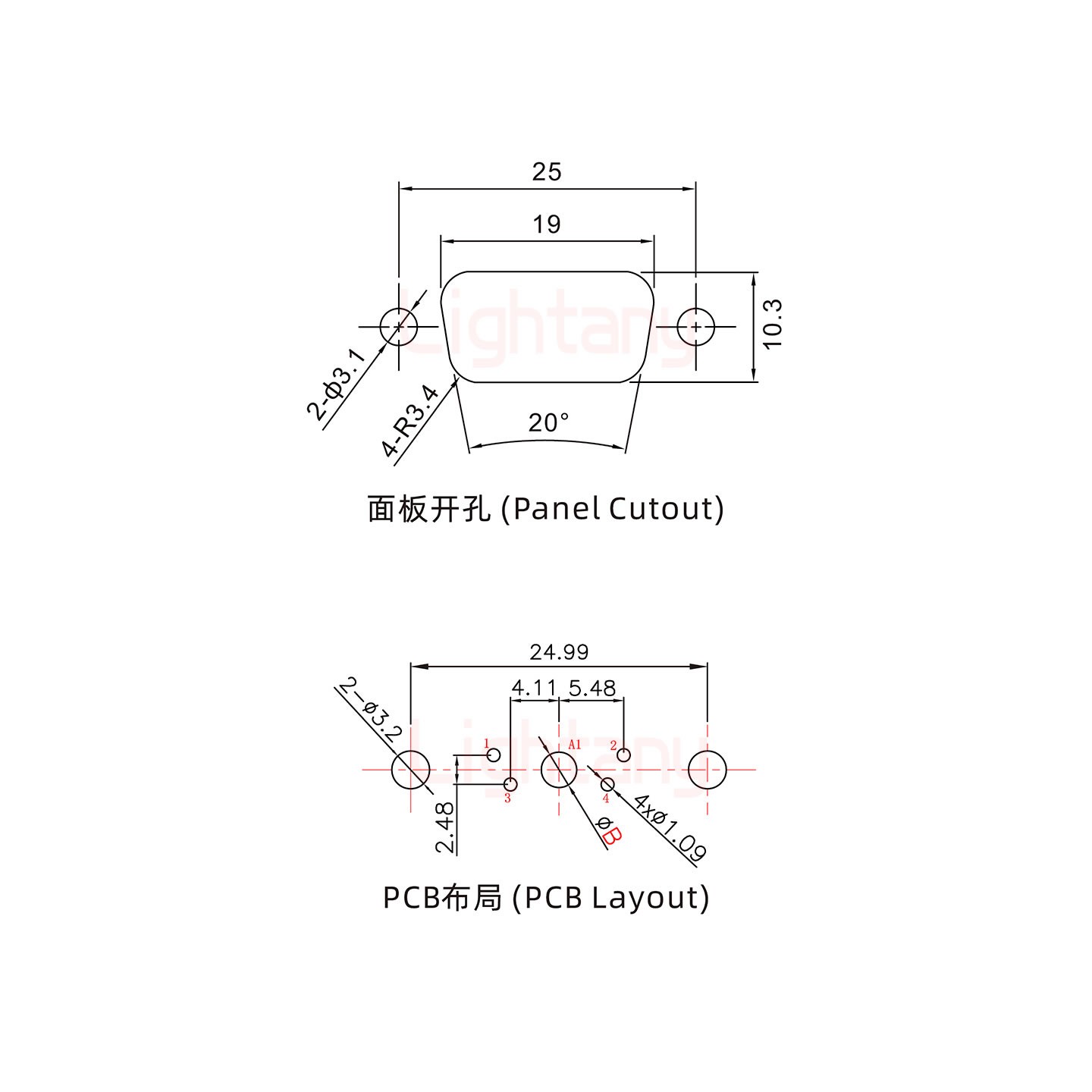 5W1公PCB直插板/铆鱼叉7.0/大电流10A