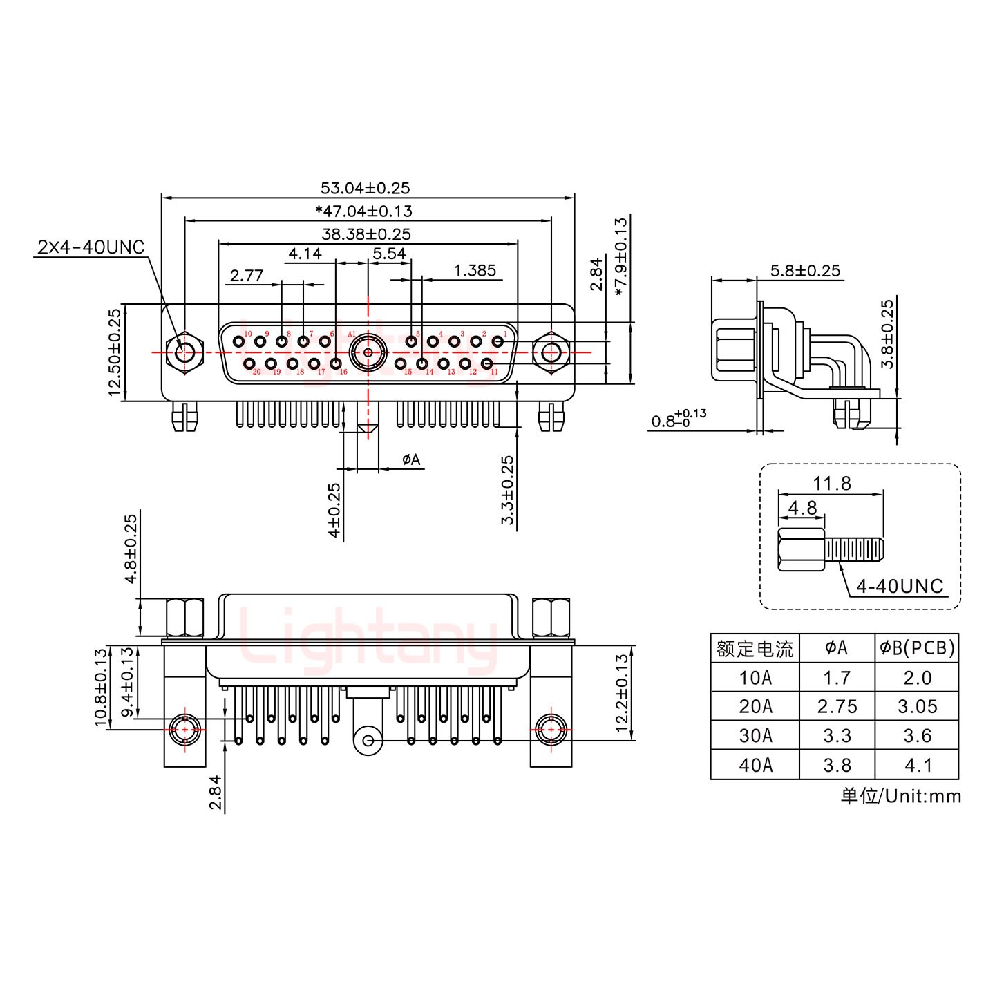 21W1母PCB弯插板/铆支架10.8/大电流40A