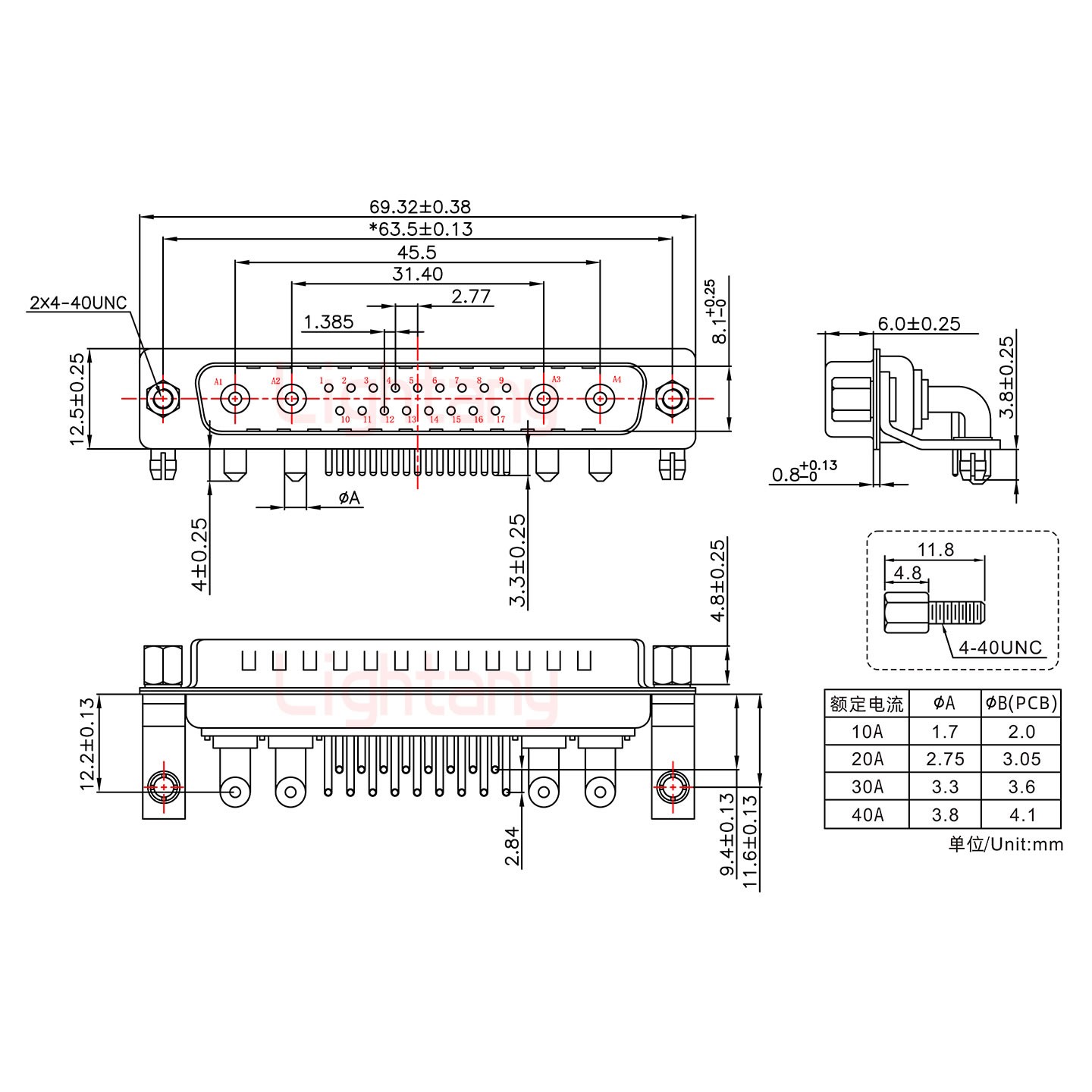 21W4公PCB弯插板/铆支架11.6/大电流20A