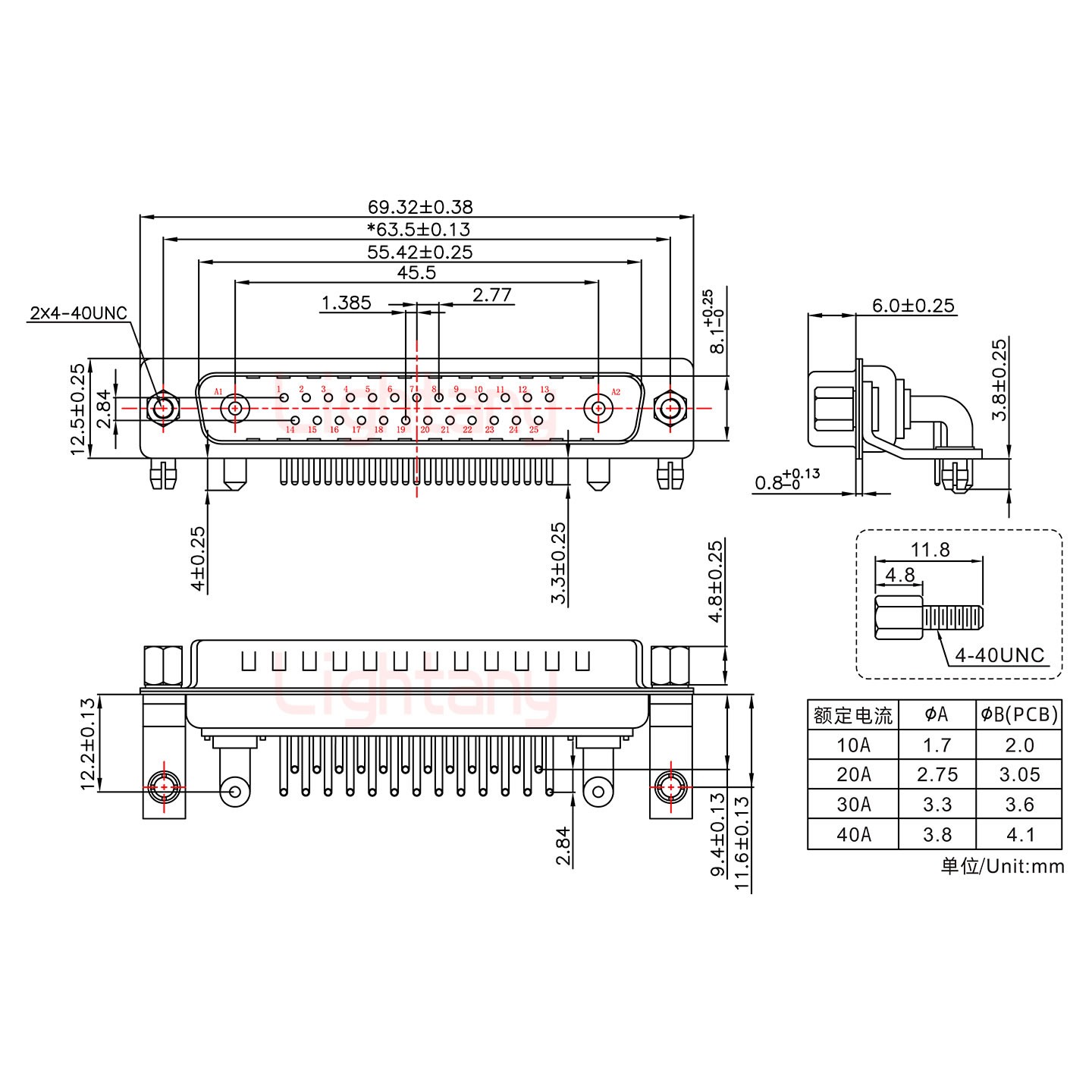 27W2公PCB弯插板/铆支架11.6/大电流20A