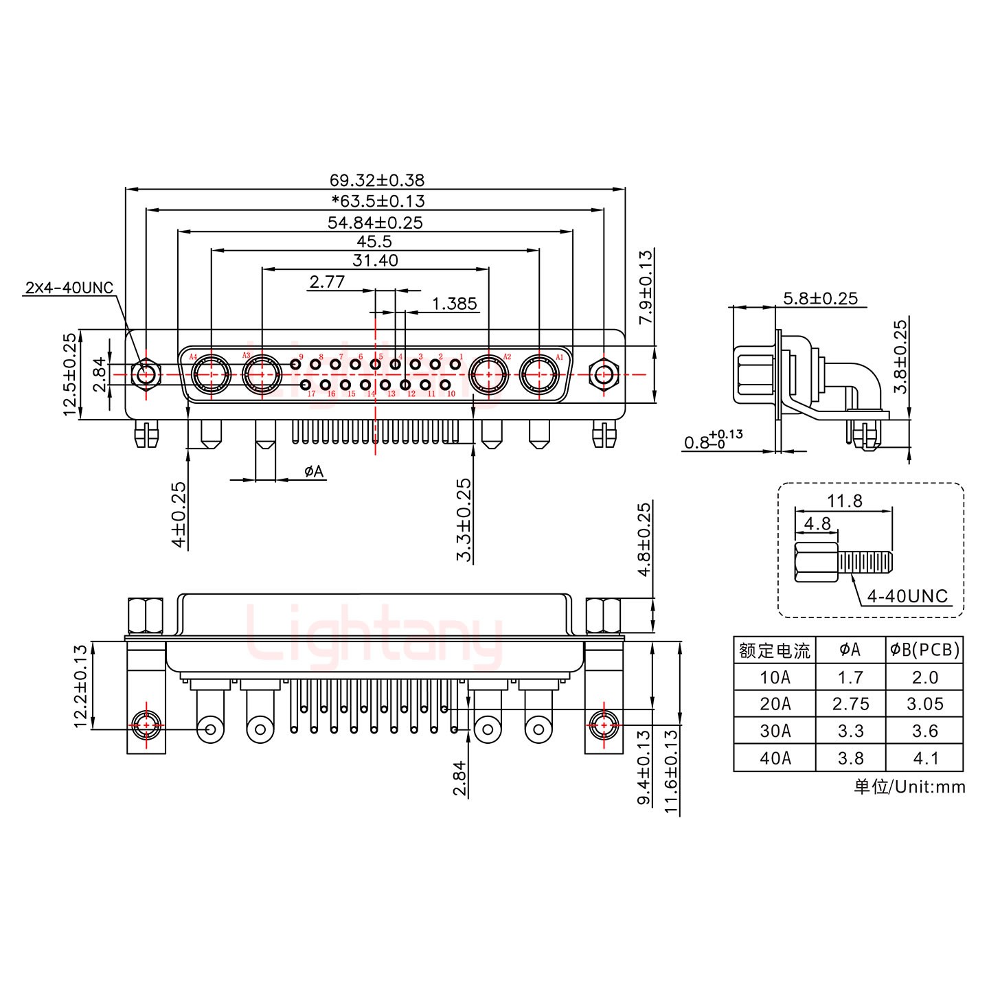 21W4母PCB弯插板/铆支架11.6/大电流10A