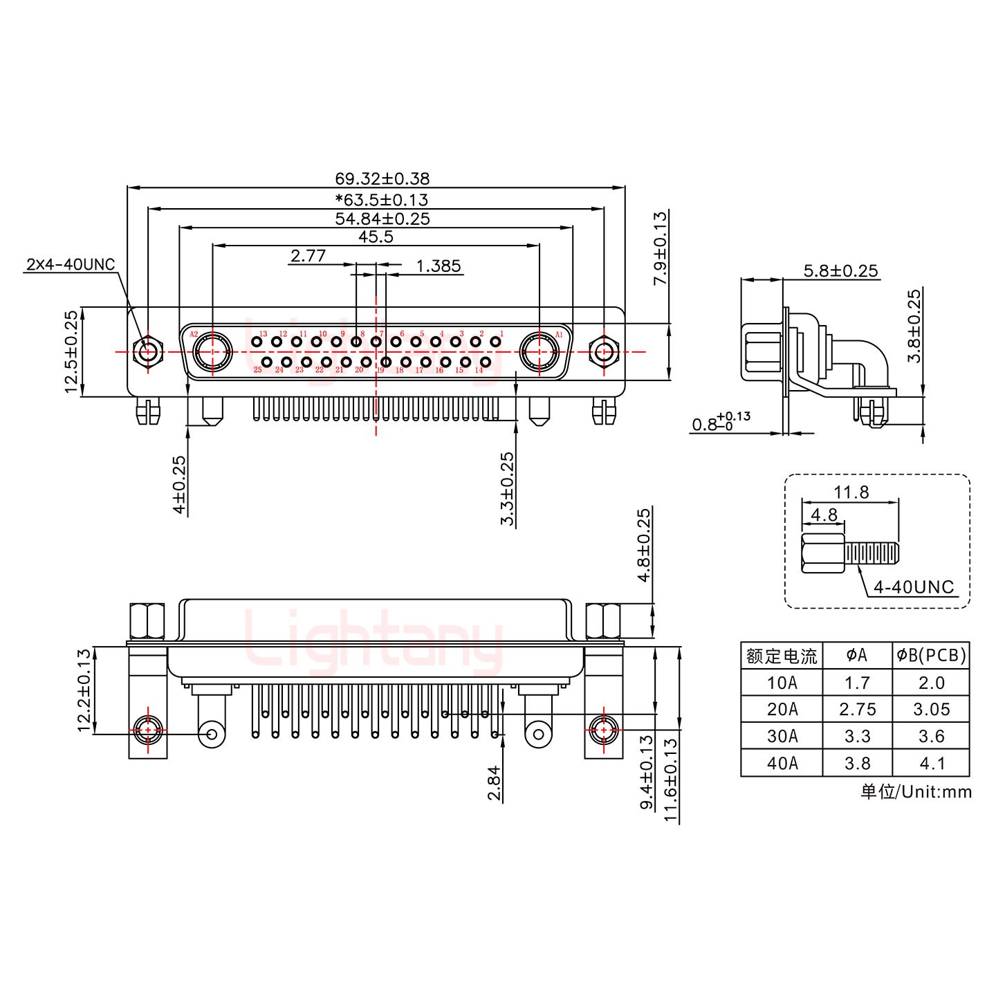 27W2母PCB弯插板/铆支架11.6/大电流40A