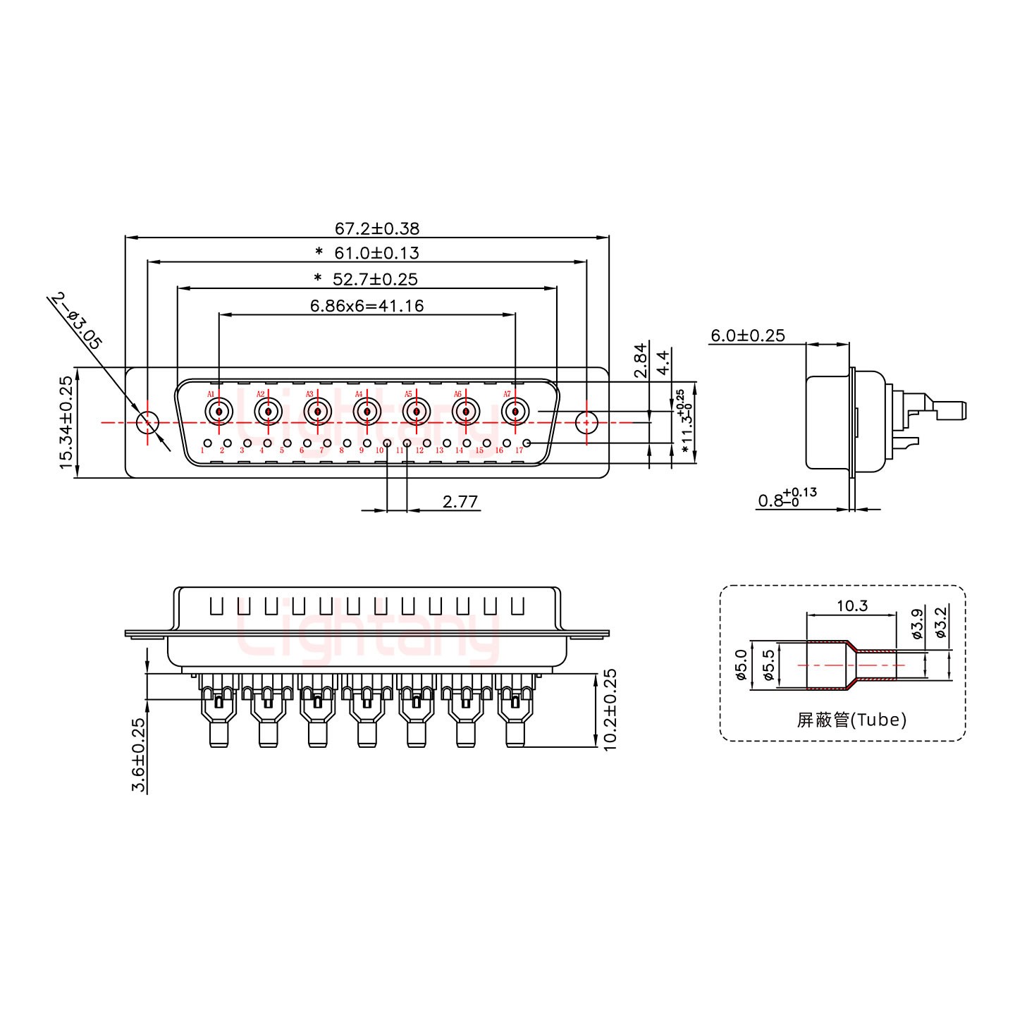 24W7公焊线式50欧姆+50P金属外壳1331直出线12.5mm