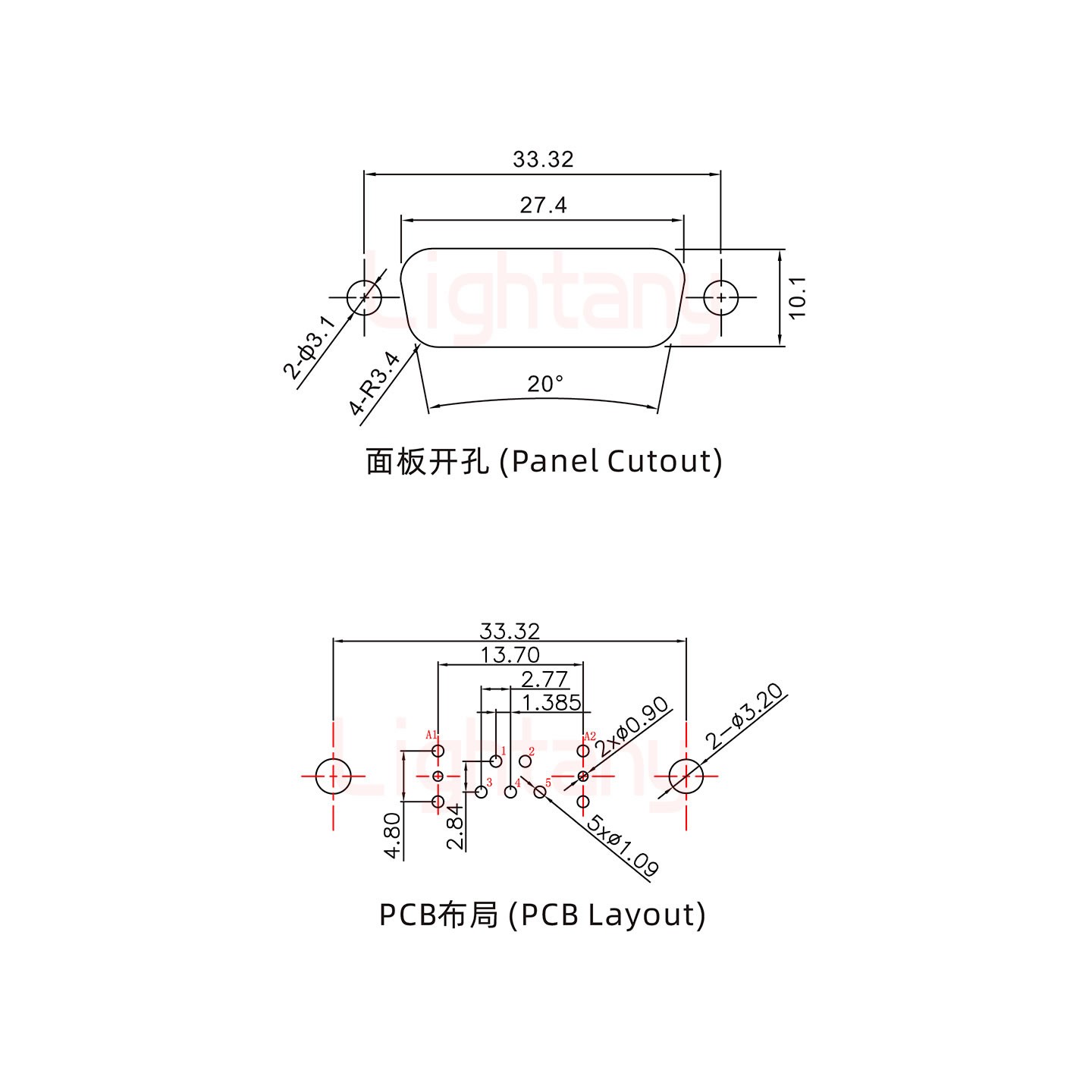 7W2公PCB直插板/铆鱼叉7.0/射频同轴50欧姆