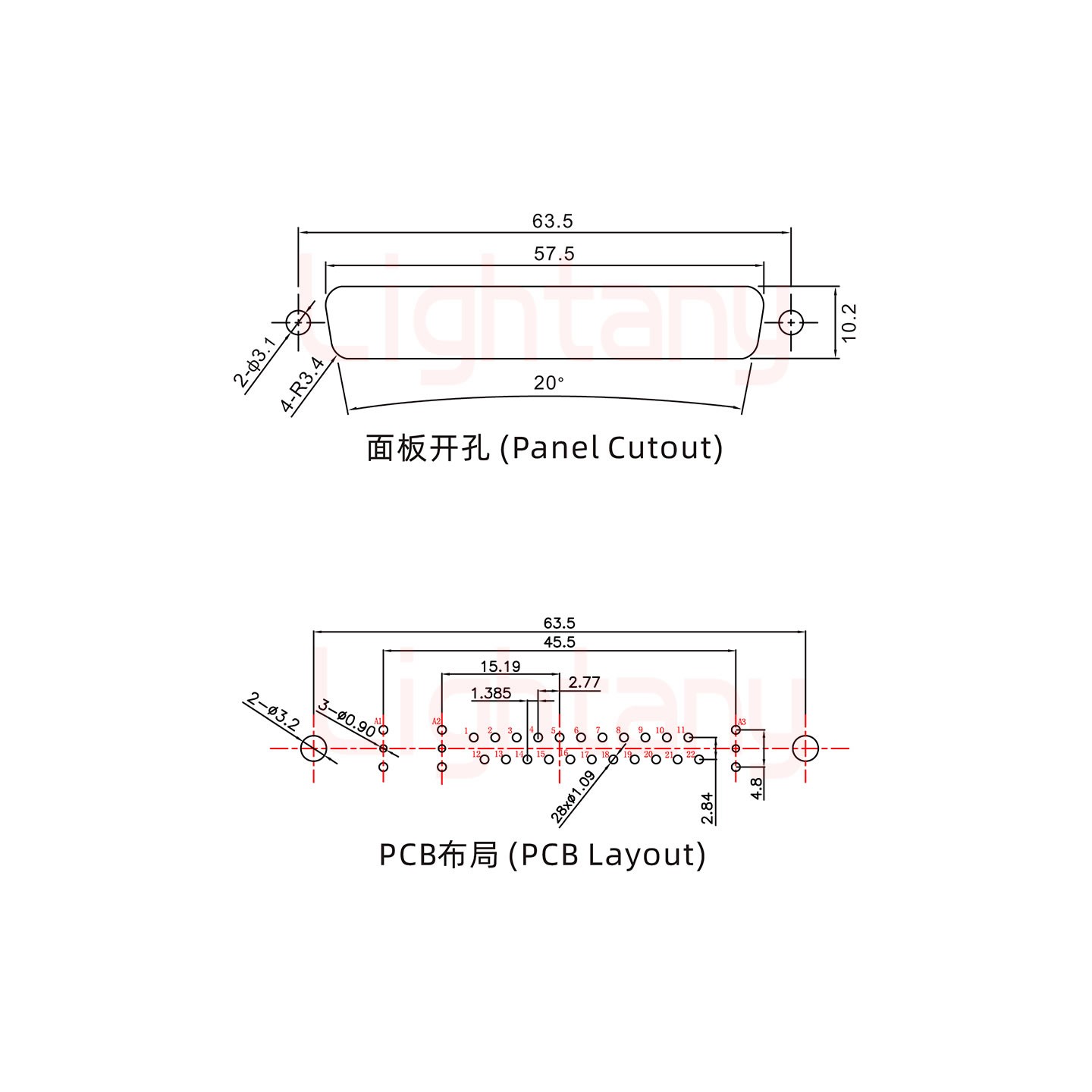 25W3公PCB直插板/铆鱼叉7.0/射频同轴75欧姆