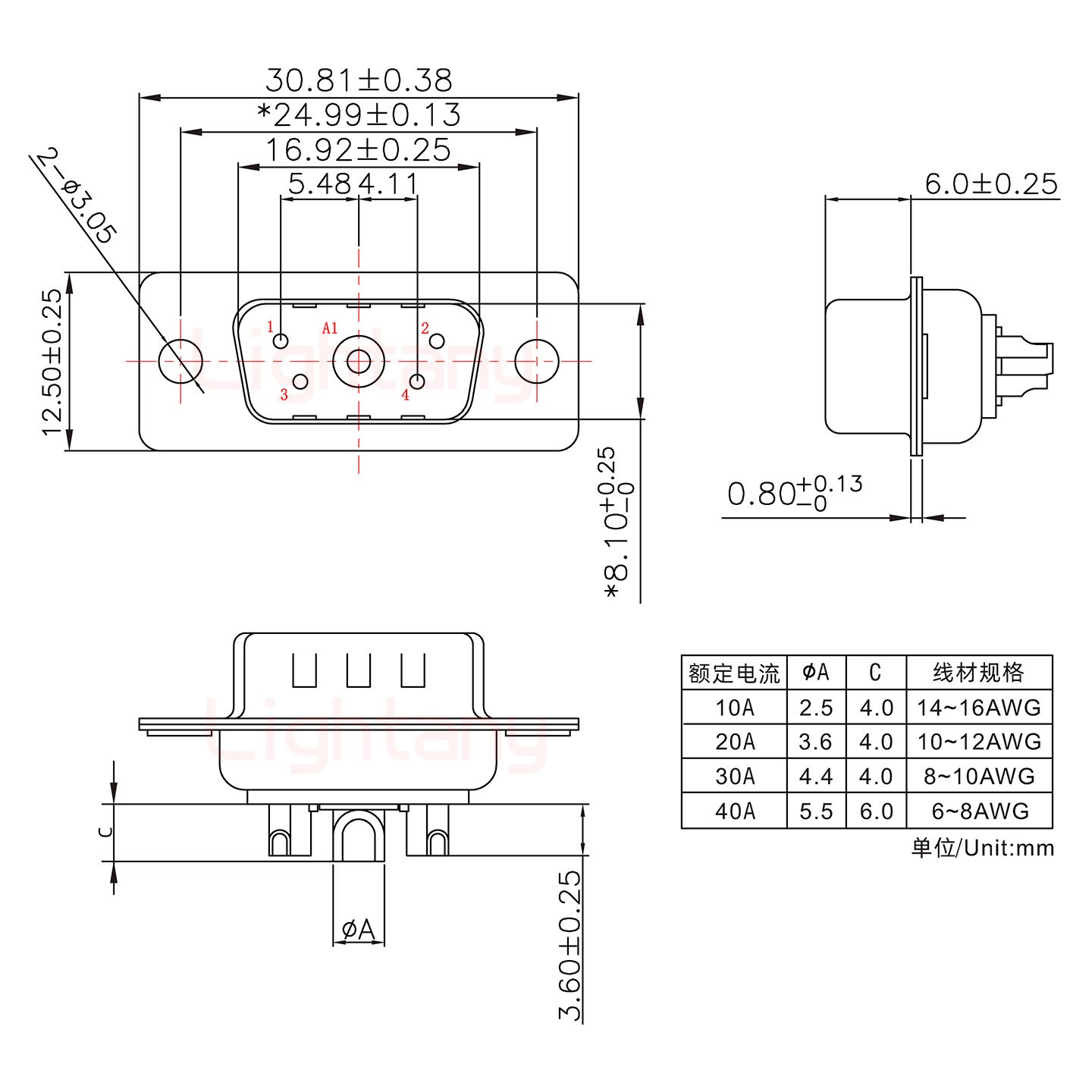 5W1公短体焊线10A+9P金属外壳1707直出线4~12mm