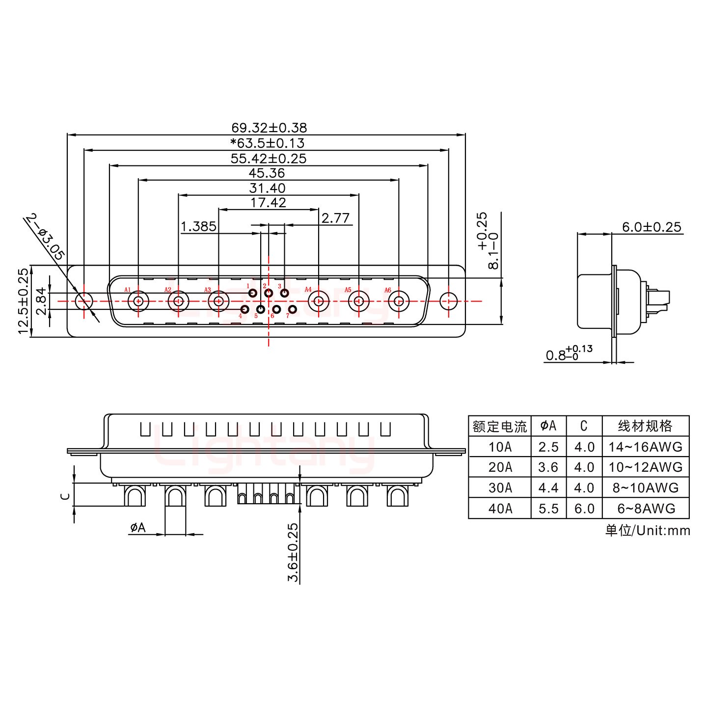 13W6A公短体焊线20A+37P金属外壳951弯出线4~12mm