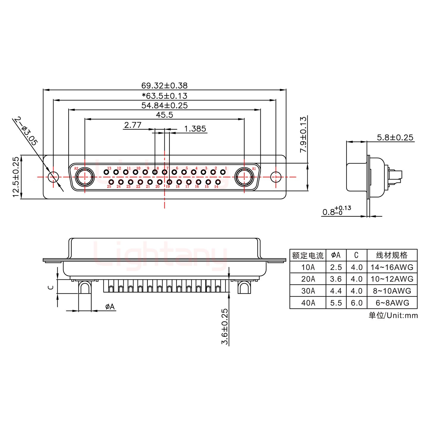 27W2母短体焊线20A+37P金属外壳967斜出线4~12mm