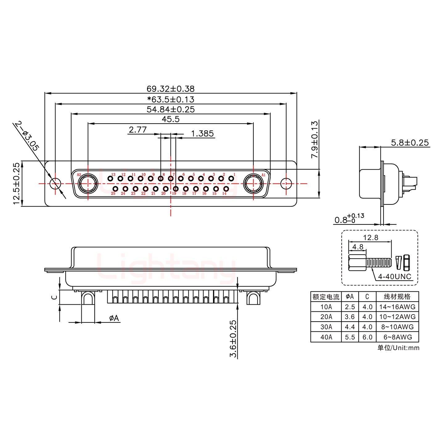 27W2母短体焊线/配螺丝螺母/大电流30A