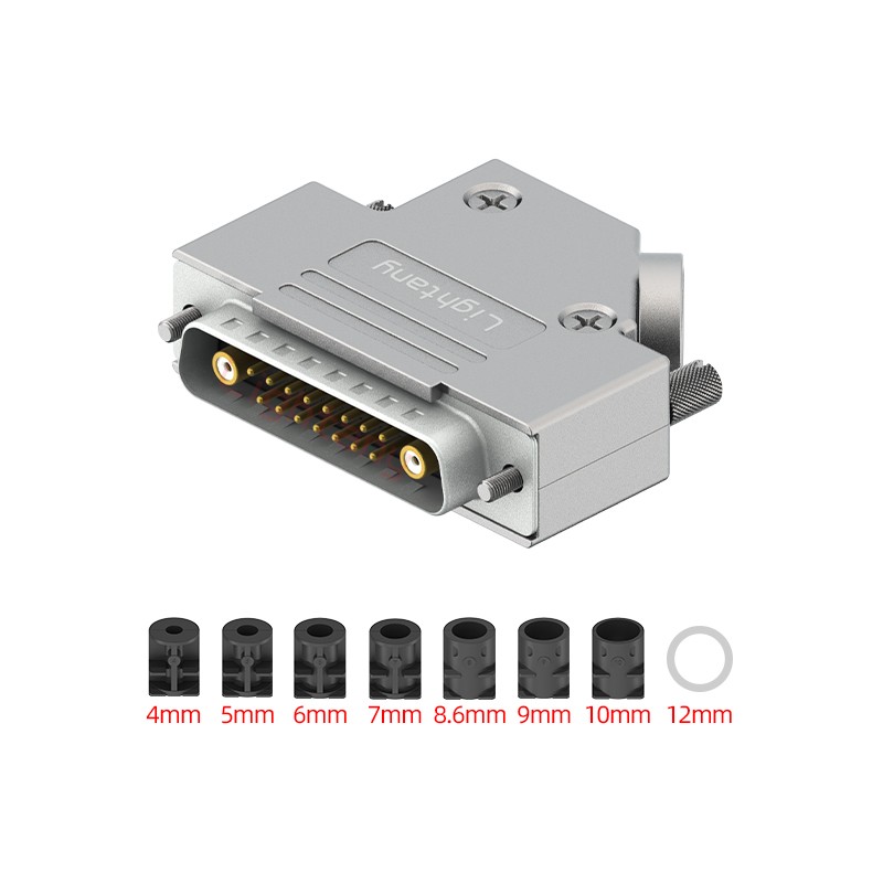 17W2公焊线式75欧姆+25P金属外壳592斜出线4~12mm