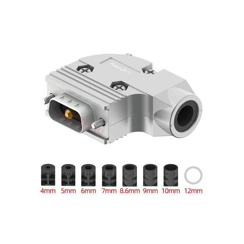 1W1公短体焊线40A+9P金属外壳424弯出线4~12mm