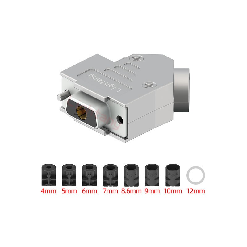 1W1母短体焊线30A+9P金属外壳1392斜出线4~12mm