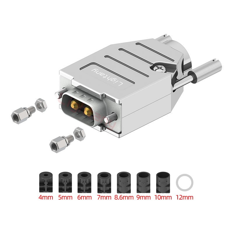 2W2公短体焊线40A+9P金属外壳1707直出线4~12mm