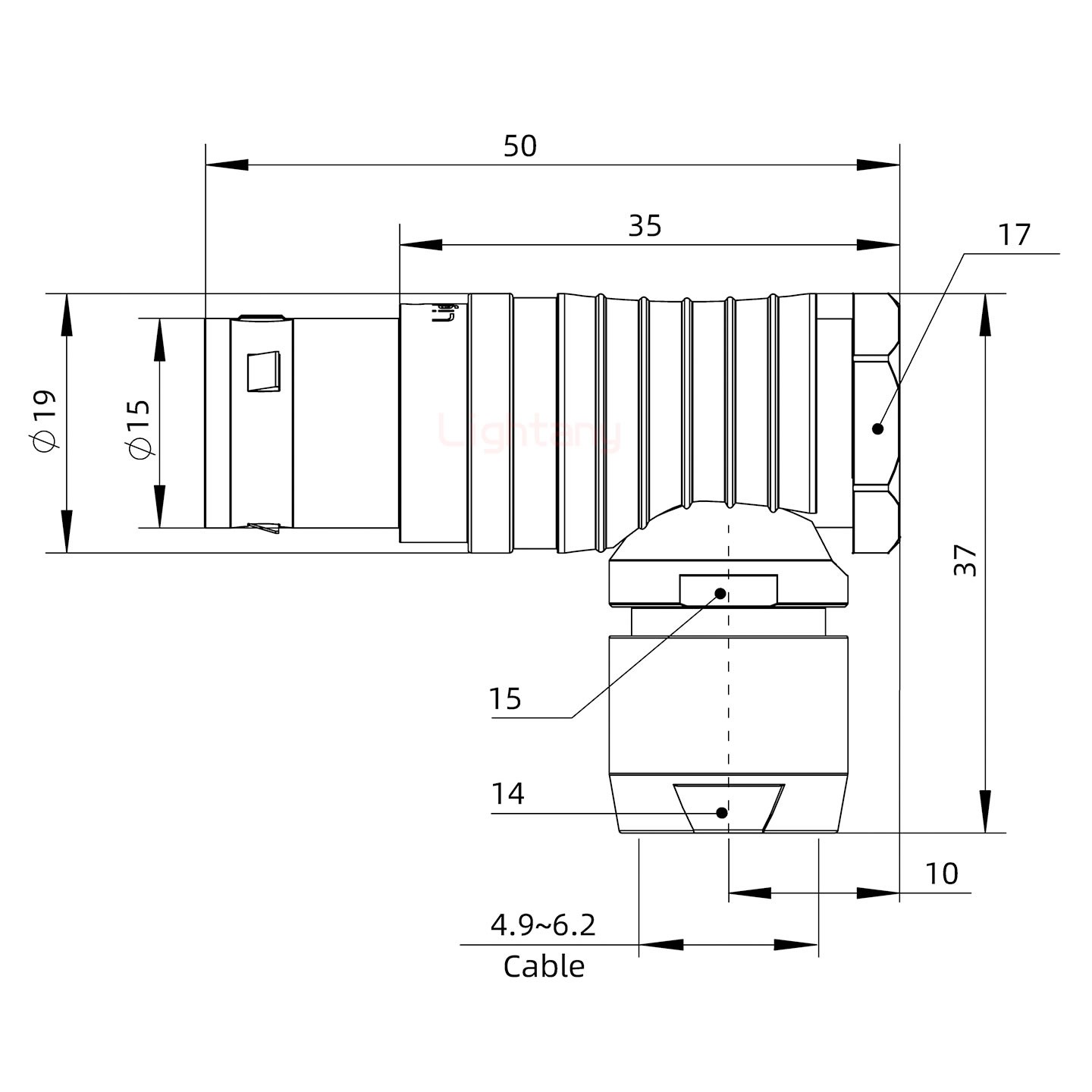 FHG.3B.014.CLAD62弯式插头