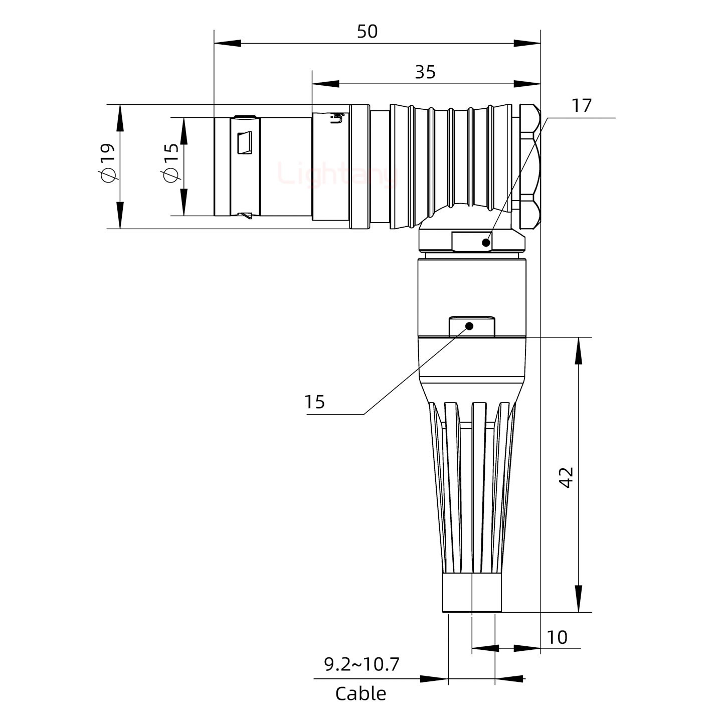 FHG.3B.006.CLAD10Z带护套弯式插头