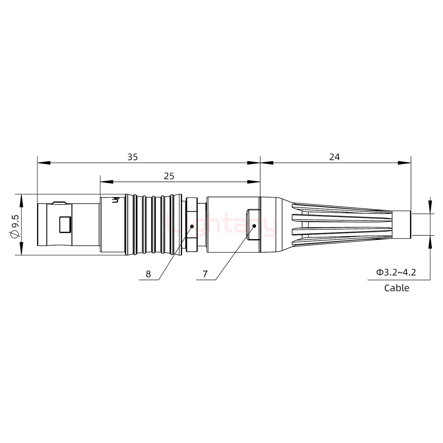 FGA.0B.005.CLAD42Z带护套直式插头