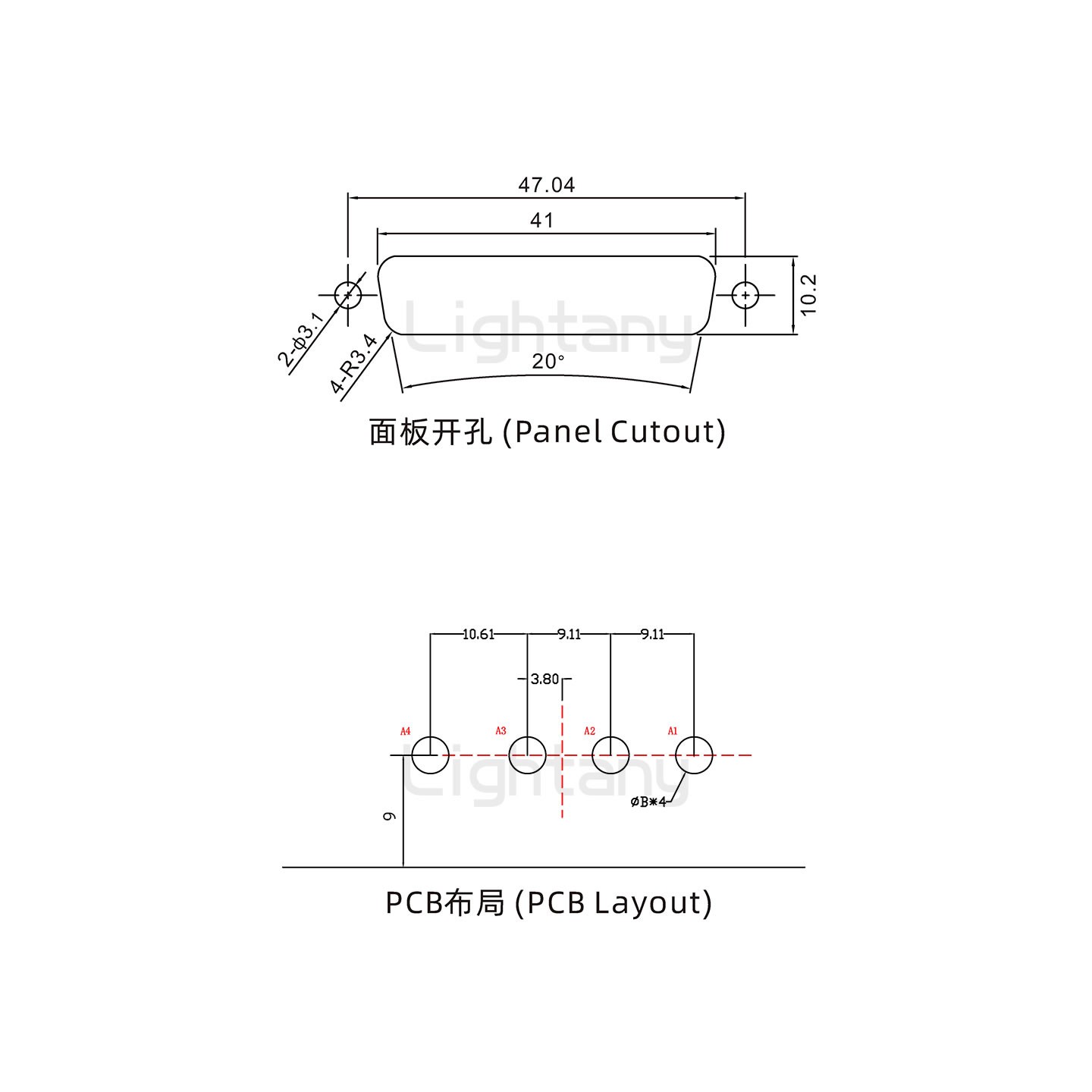 防水4W4母弯插板/锁螺丝/大电流40A