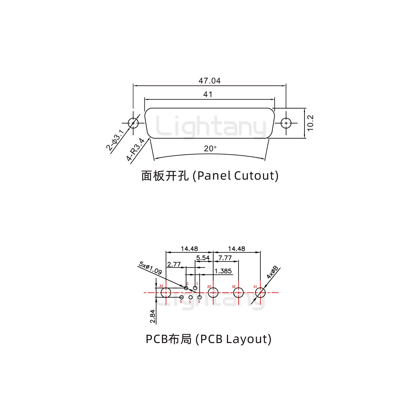 防水9W4母直插板/锁螺丝/大电流40A