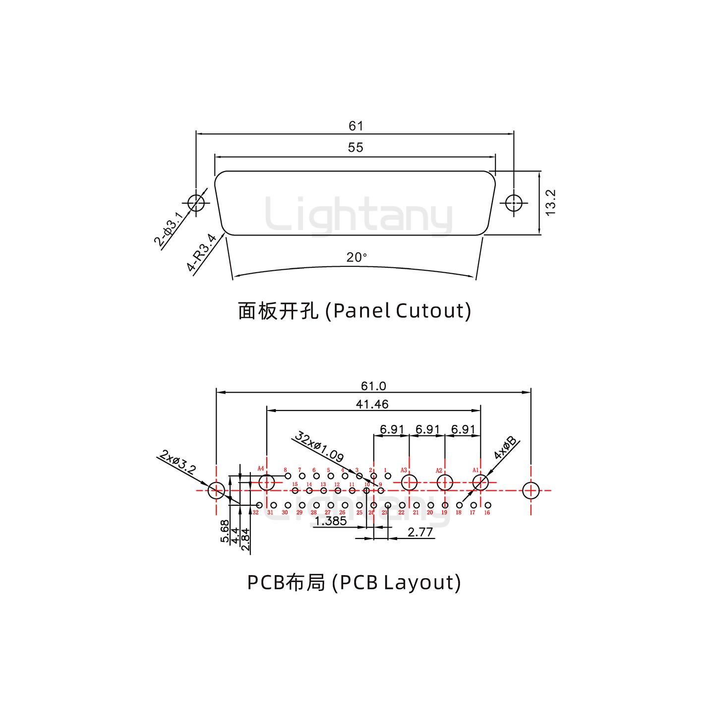 防水36W4母直插板/铆鱼叉/锁螺丝/大电流40A