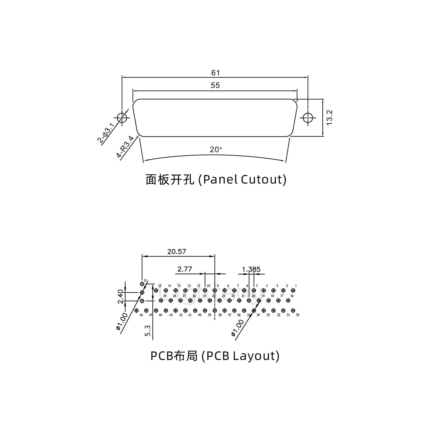 防水47W1母直插板/锁螺丝/射频同轴50欧姆