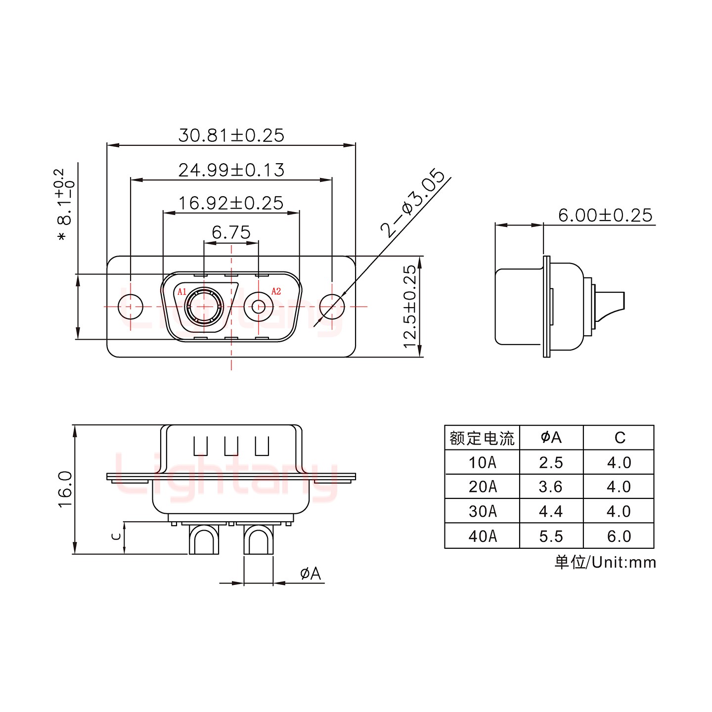 2V2公短体焊线30A+9P金属外壳1707直出线4~12mm