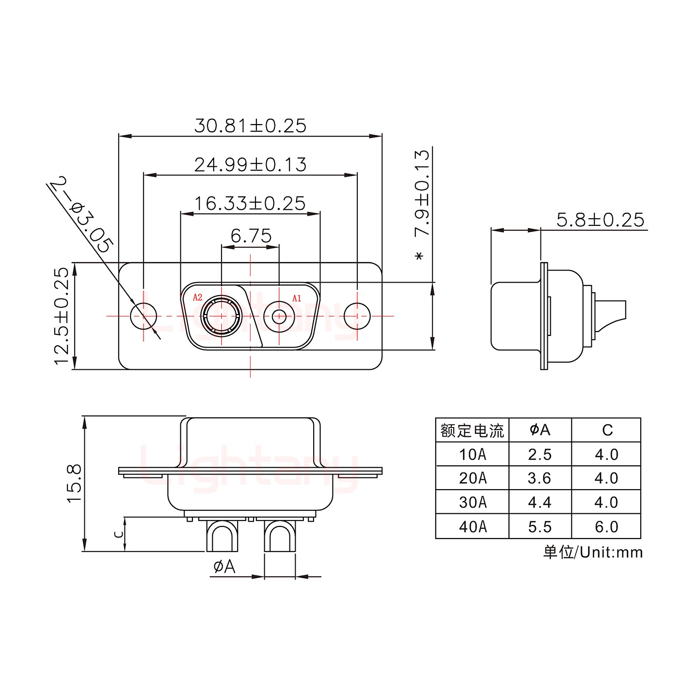 2V2母短体焊线40A+9P金属外壳1707直出线4~12mm