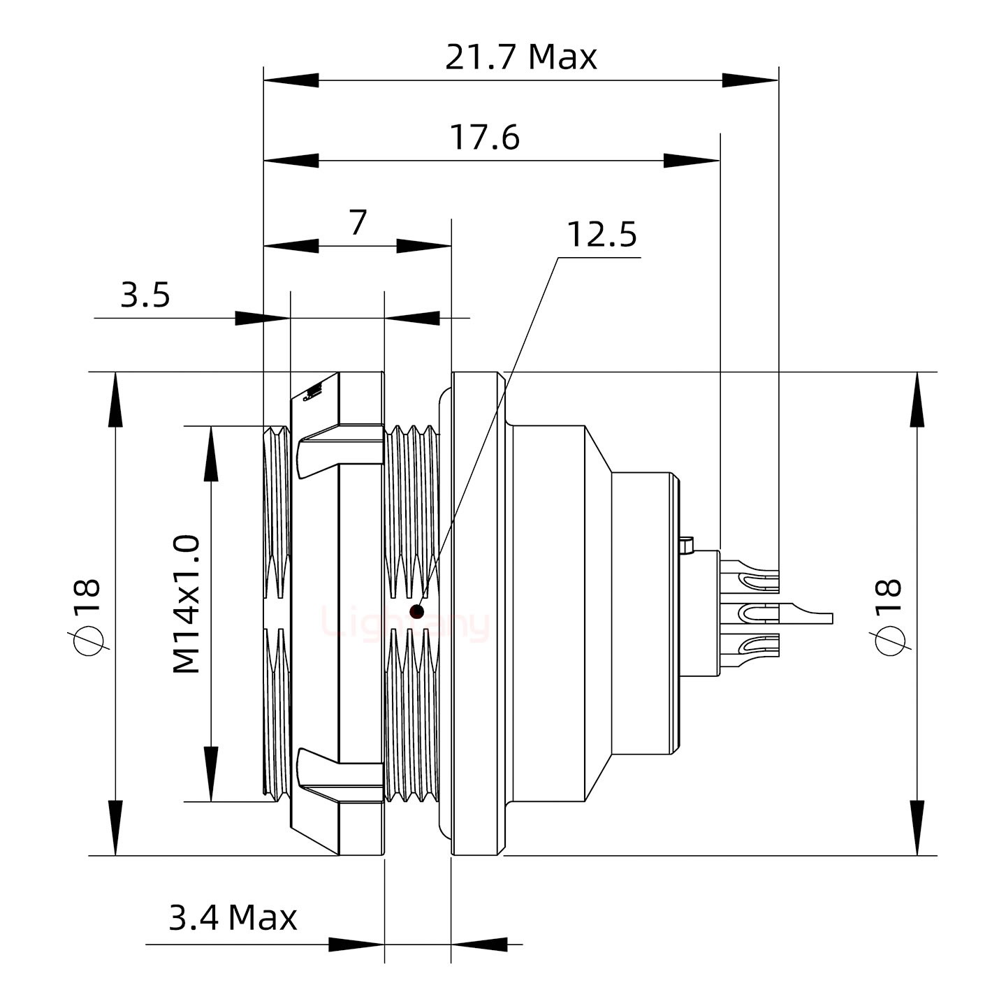 EEG.0K.009.CLL推拉自锁前螺母插座 焊线