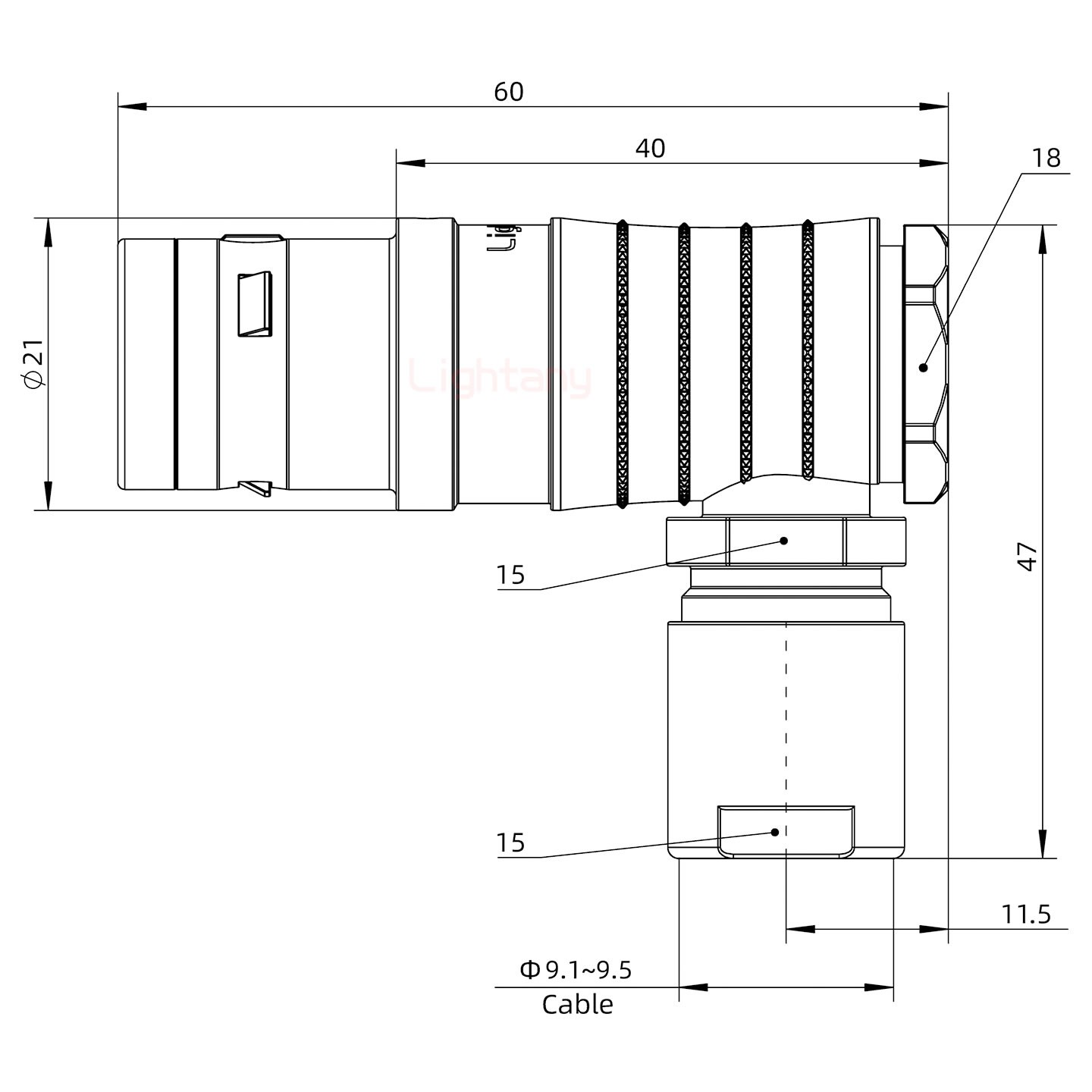 FHG.3K.002.CLAC95推拉自锁弯式插头