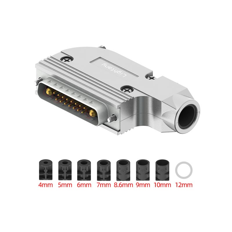 17W2公短体焊线30A+25P金属外壳1015弯出线4~12mm