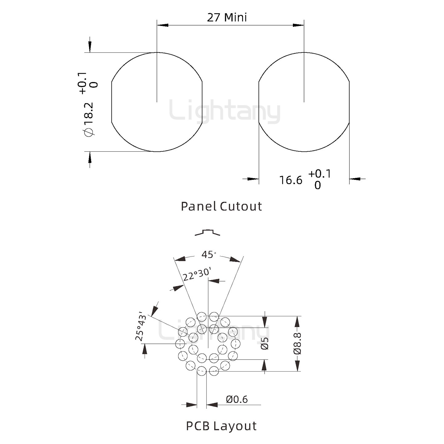 ECG.3B.022.CLN双螺母插座 PCB直插板