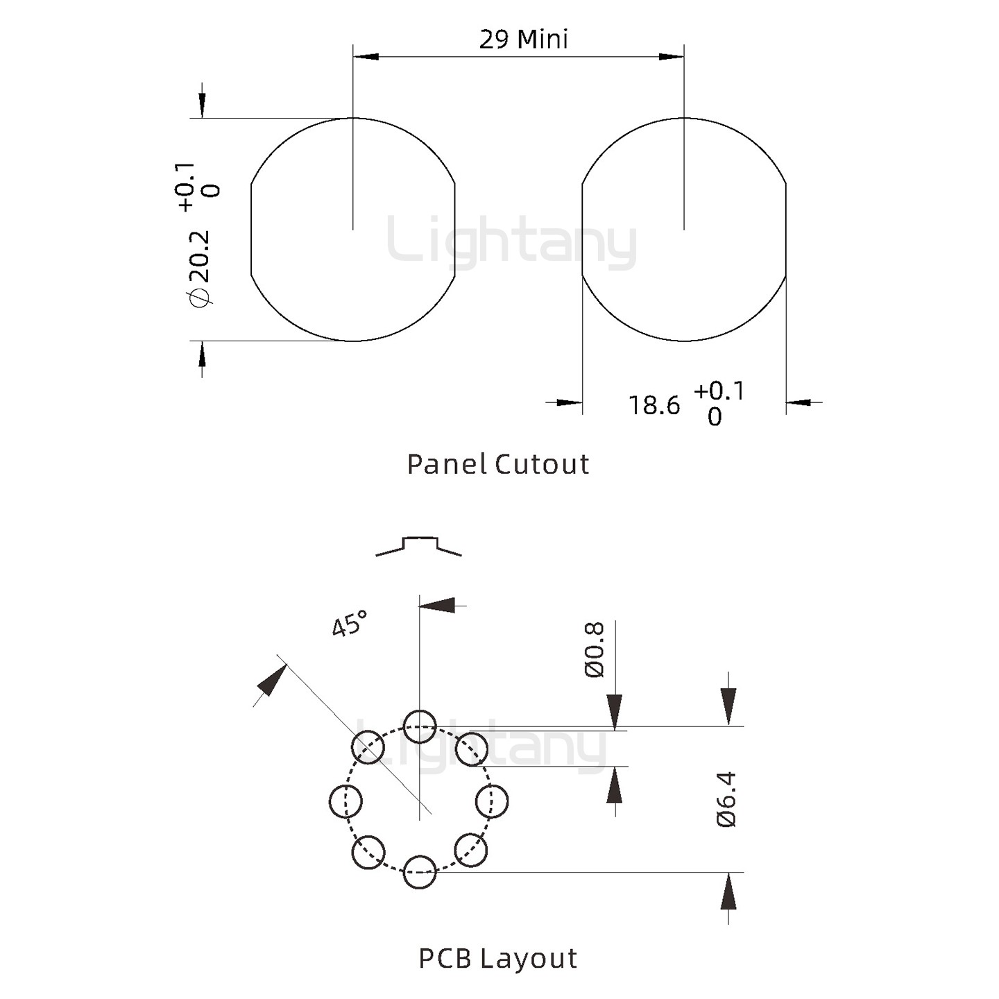 EEG.2K.008.CLN推拉自锁前螺母插座 PCB直插板