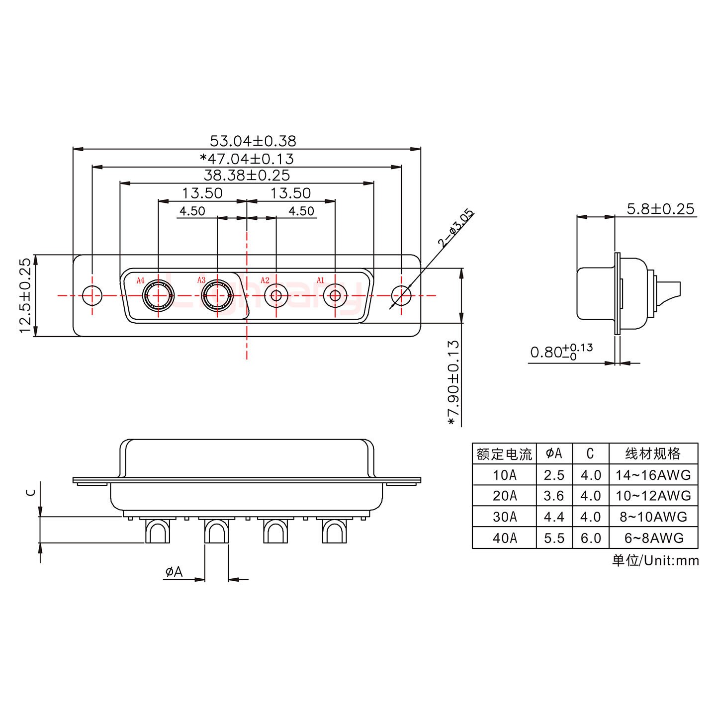 4V4母短体焊线30A+25P金属外壳592斜出线4~12mm