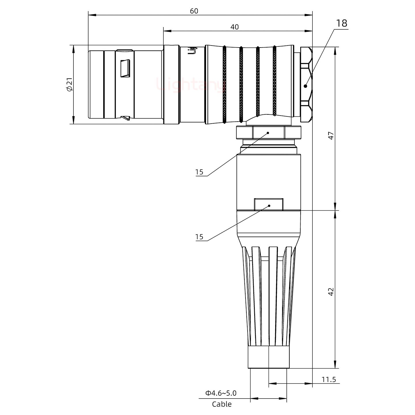 FHG.3K.002.CLAC50Z推拉自锁带护套弯式插头