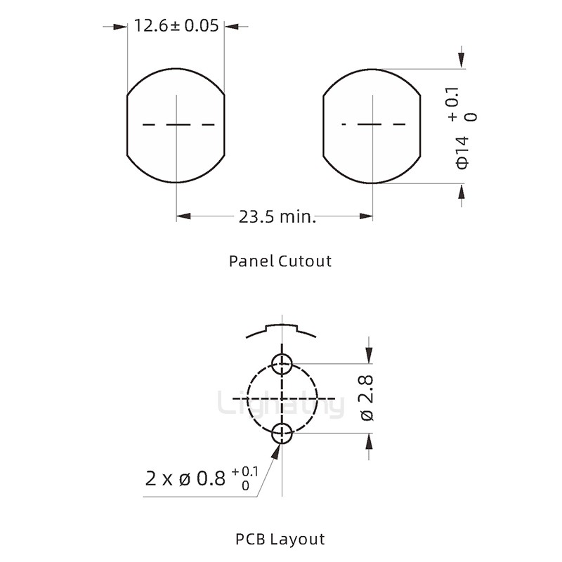 PKG.M0.2GL.NG双螺母插座 PCB直插板 推拉自锁