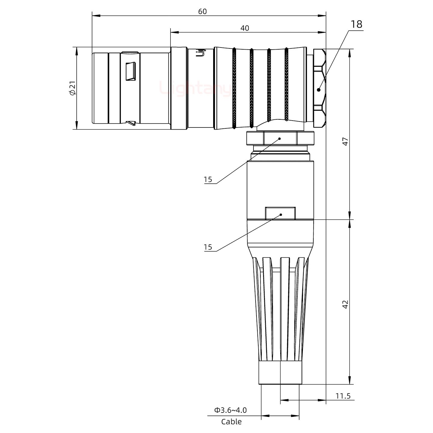 FHG.3K.010.CLAC40Z推拉自锁带护套弯式插头