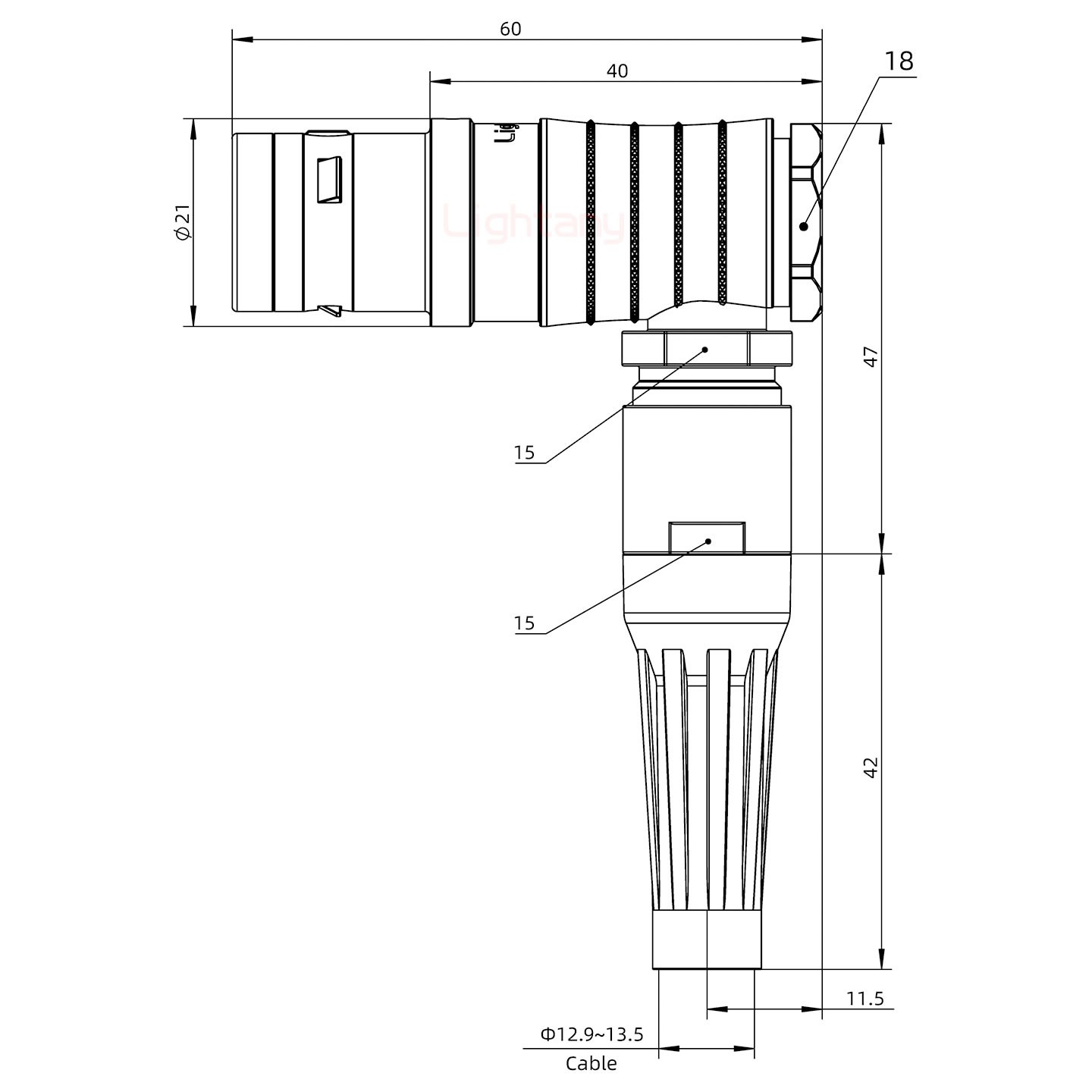 FHG.3K.012.CLAK13Z推拉自锁带护套弯式插头