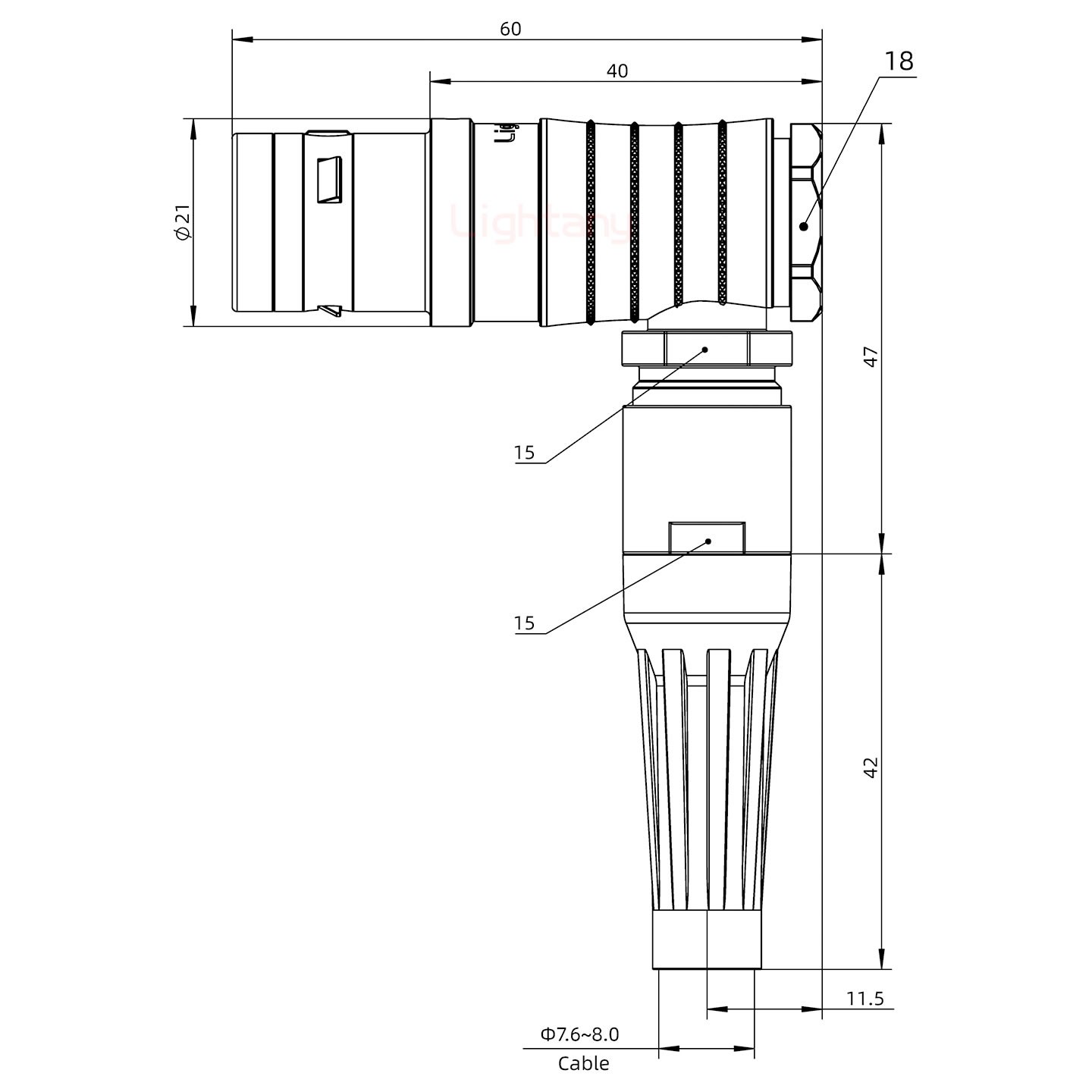 FHG.3K.014.CLAC80Z推拉自锁带护套弯式插头
