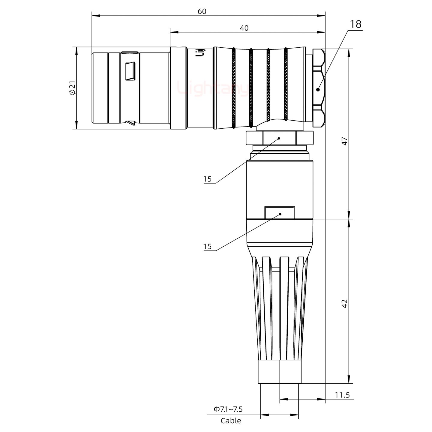 FHG.3K.016.CLAC75Z推拉自锁带护套弯式插头