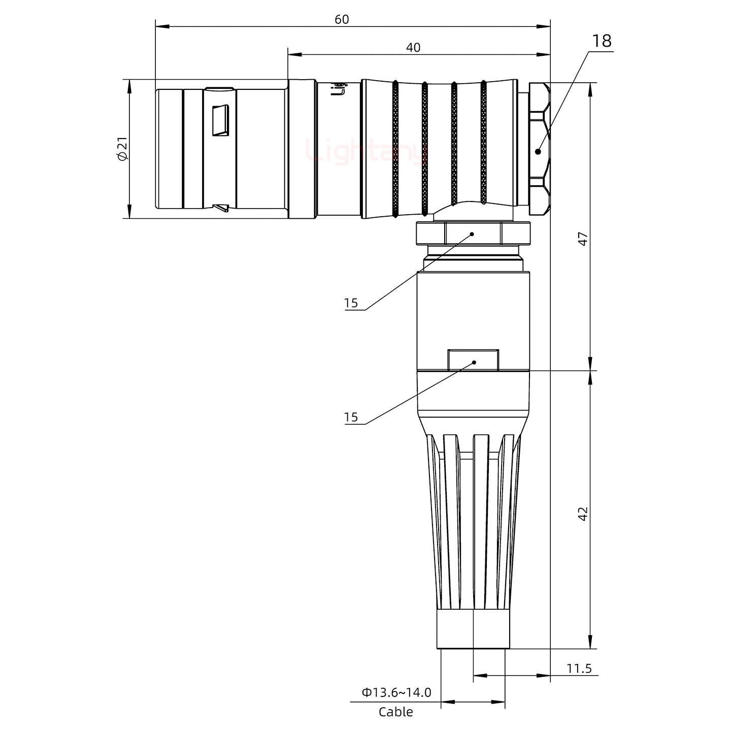 FHG.3K.020.CLAK14Z推拉自锁带护套弯式插头