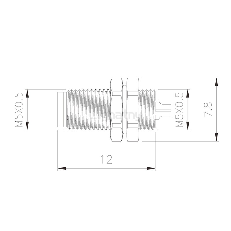 板前安装针型插座 焊线式 3芯