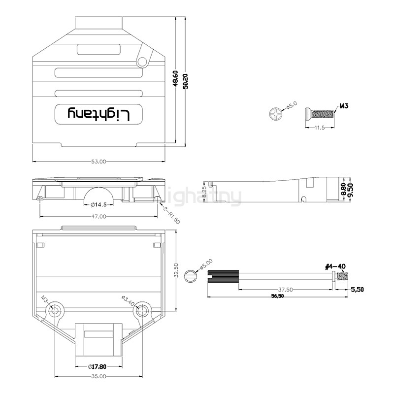 1657-25P-D-SUB金属外壳-直出线14.5mm