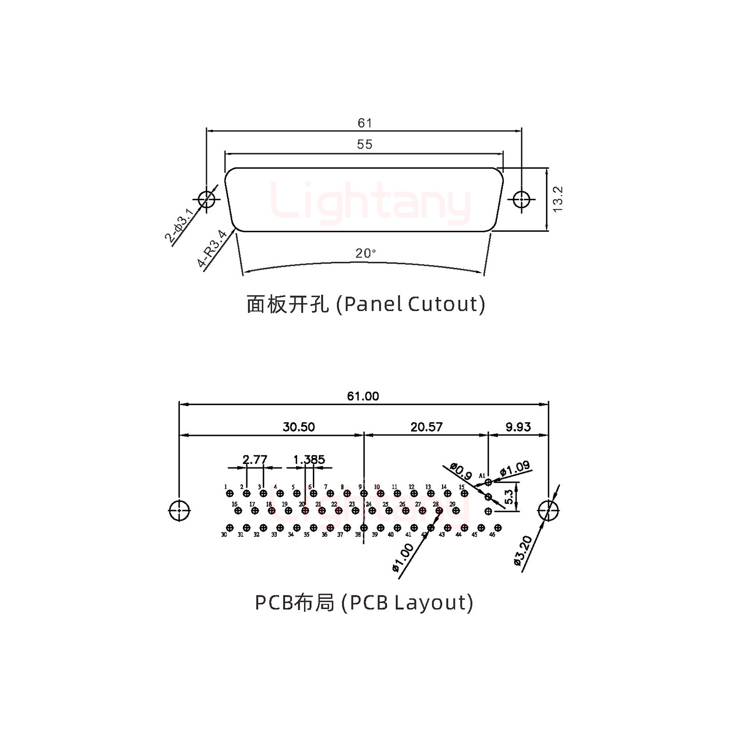 47W1公PCB直插板/铆鱼叉7.0/射频同轴75欧姆