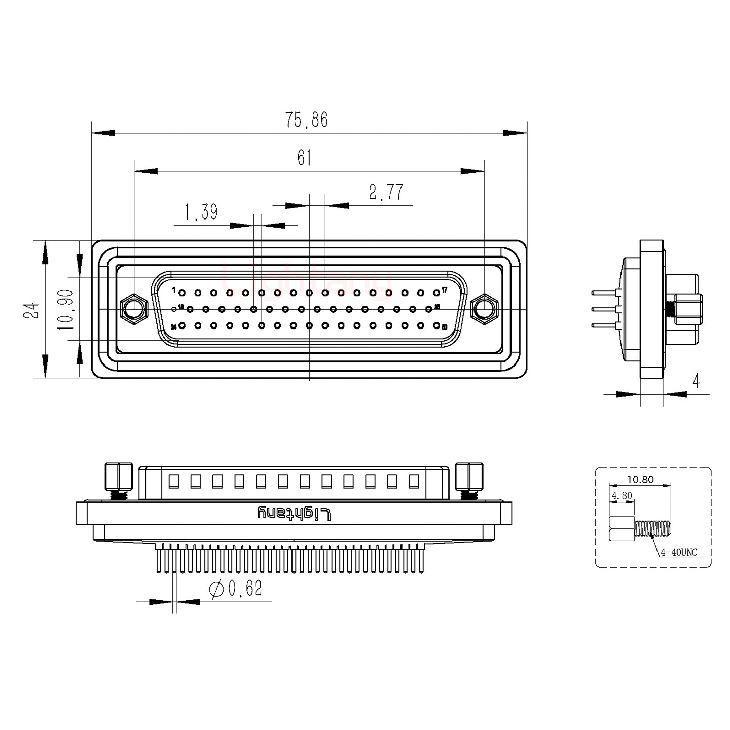 防水DP50 公 直插板 锁螺丝 车针