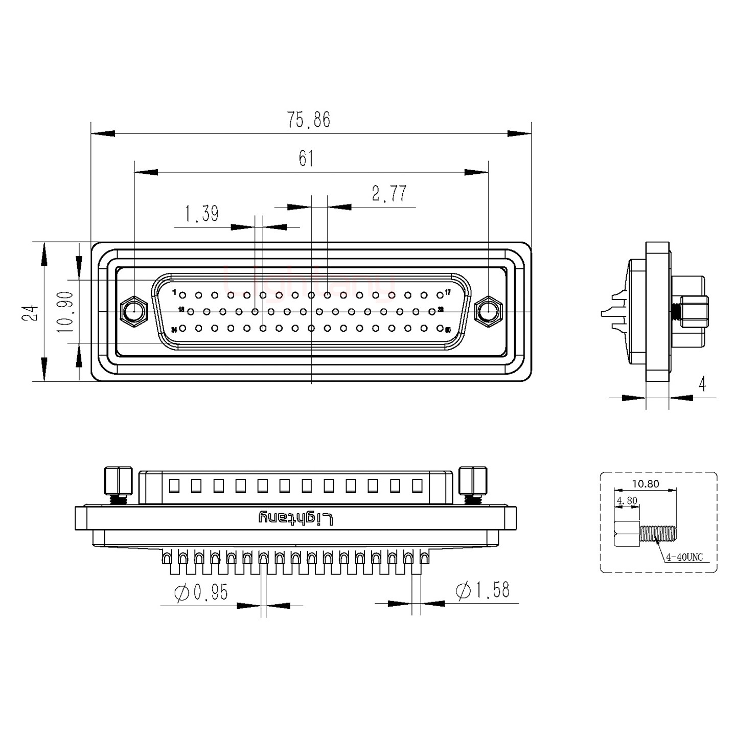 防水DB50 公 焊线式 锁螺丝 车针